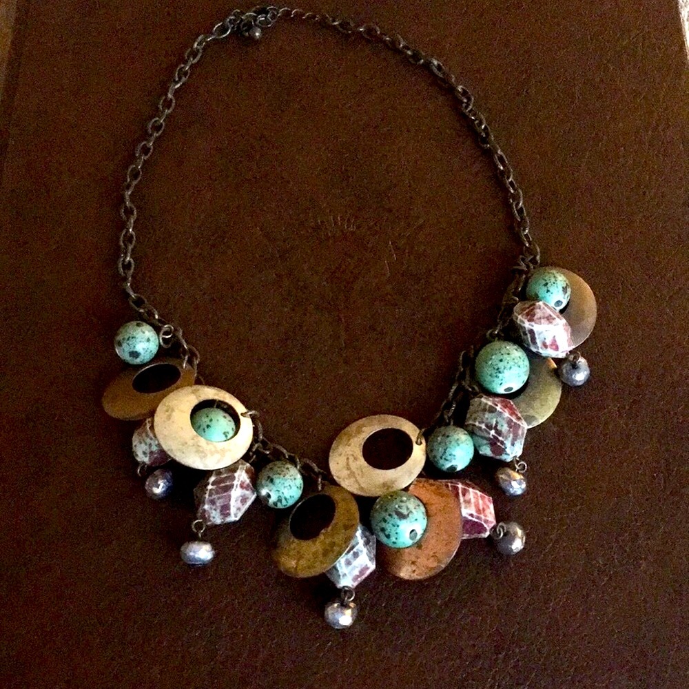 Turquoise Beaded Chain Necklace